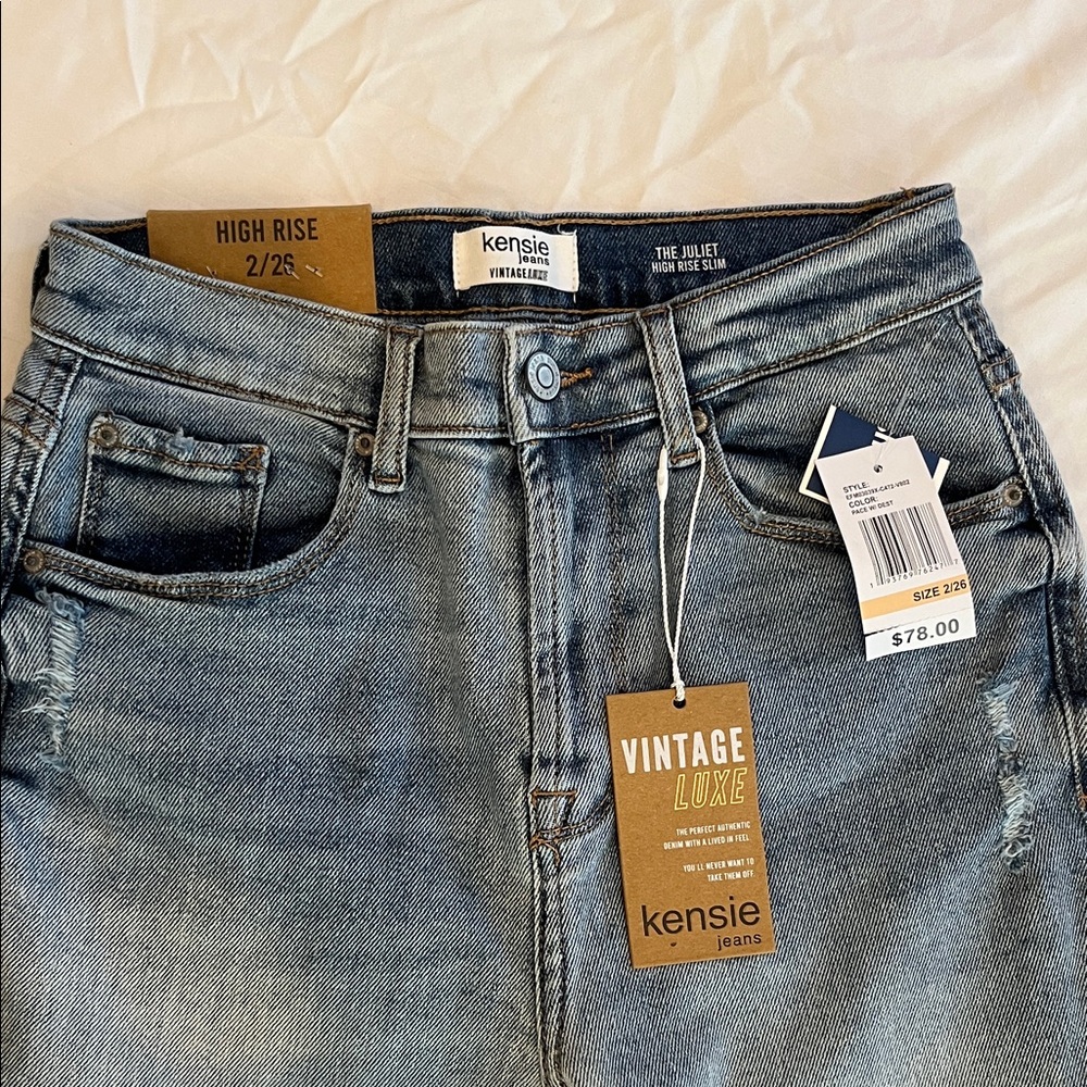 Kensie Vintage Luxe High Rise Skinny Jeans - Blue